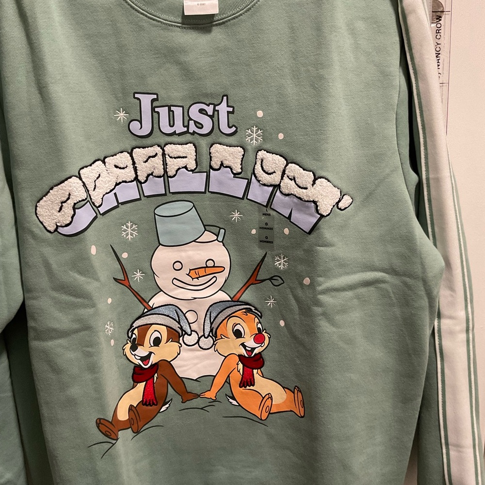 Disney Chip and Dale “just chillin” Sage Green Sweatshirt